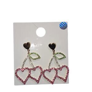 Forever21 Cherry Heart-Shaped Drop Earrings with Leaf Detail